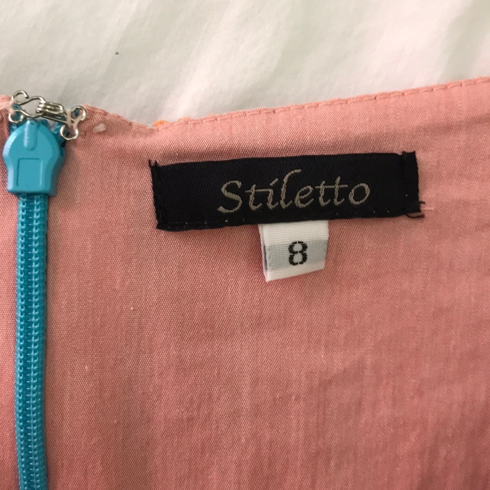 Blue & Orange Pinstripe Pencil Skirt - Picture 7 of 8